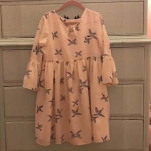 Girls bell sleeve cream dress